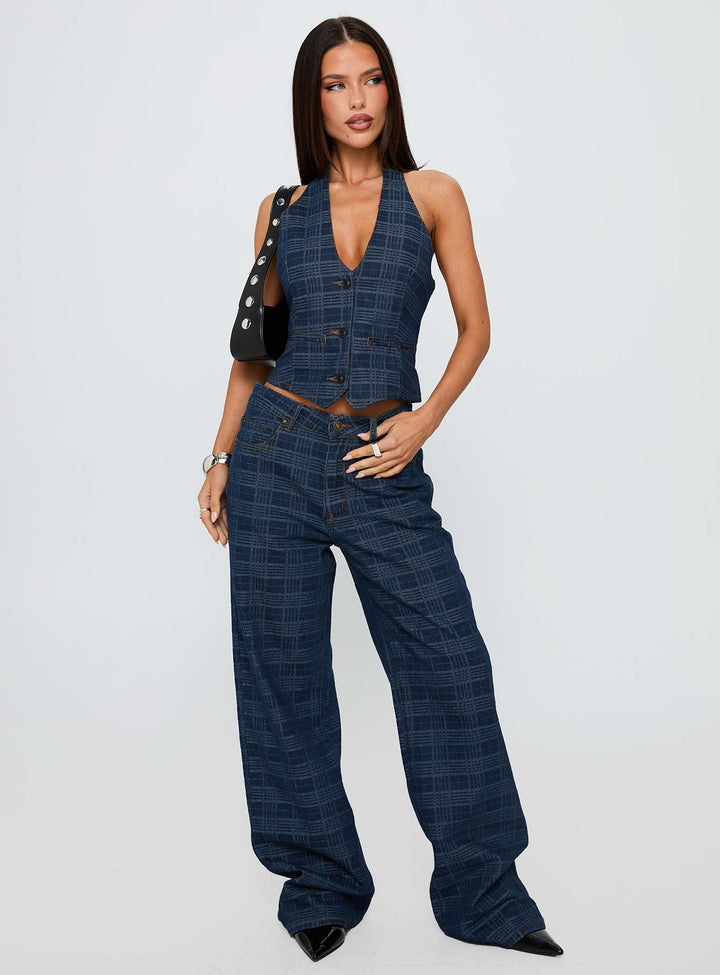 Top Model Jean Indigo Plaid