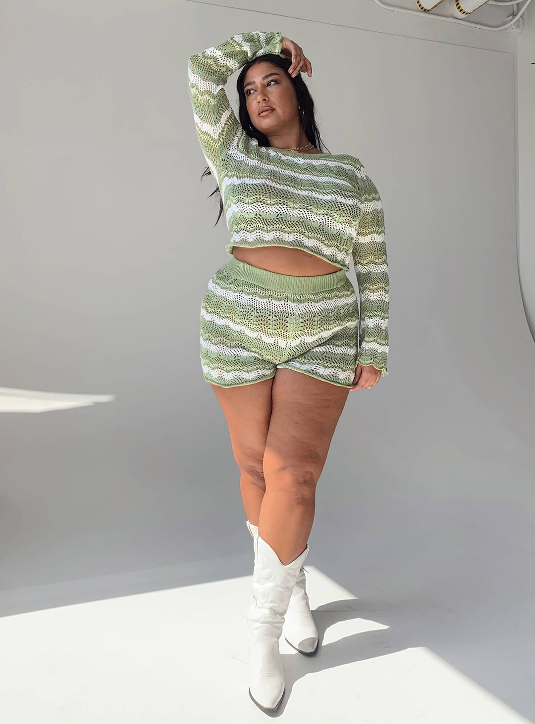 Leah Knit Set Green Multi Curve