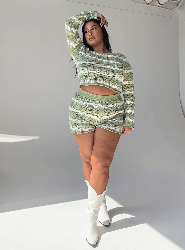 Leah Knit Set Green Multi Curve