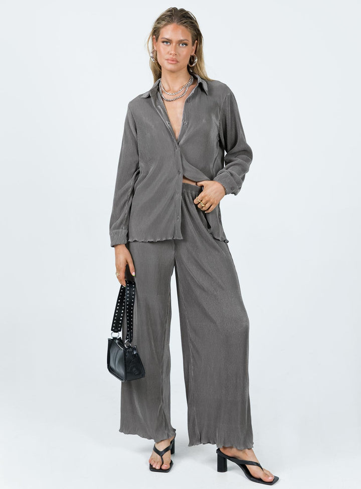 Cartmore Plisse Top Charcoal