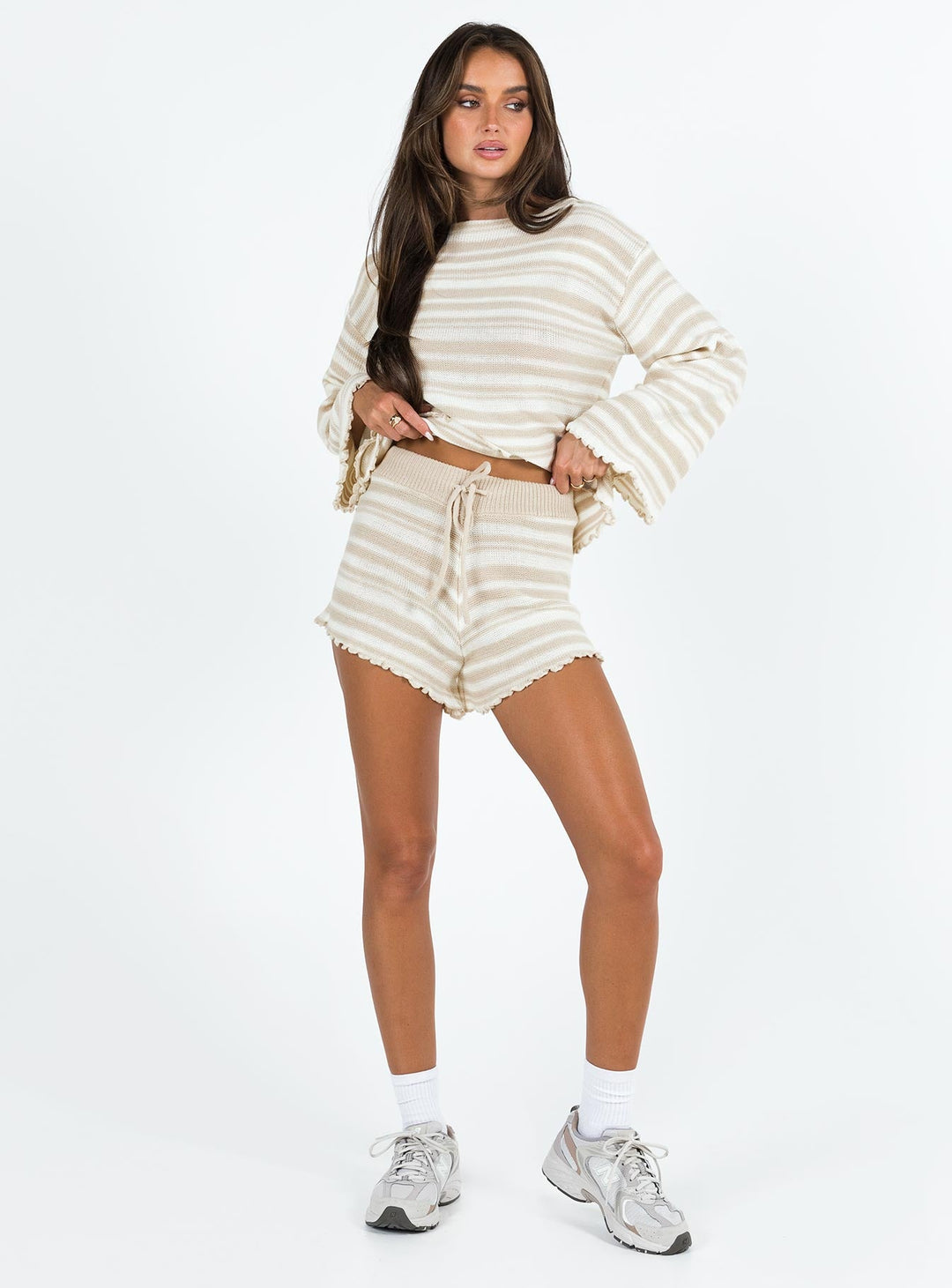 Lynda Streifenset Beige / Weiß