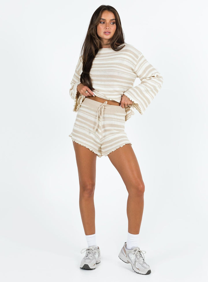 Lynda Streifenset Beige / Weiß