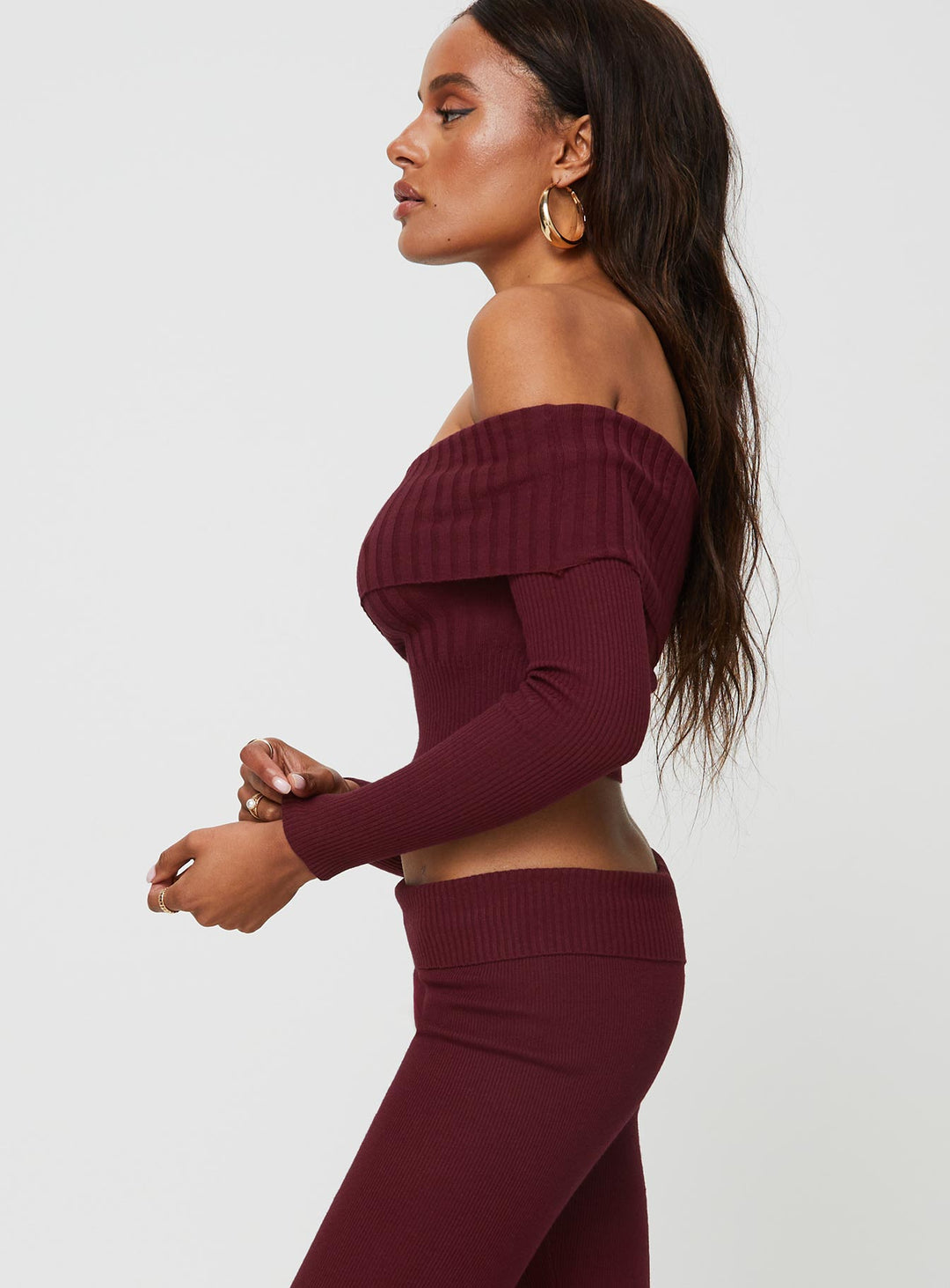Tagula Off The Shoulder Top Burgundy