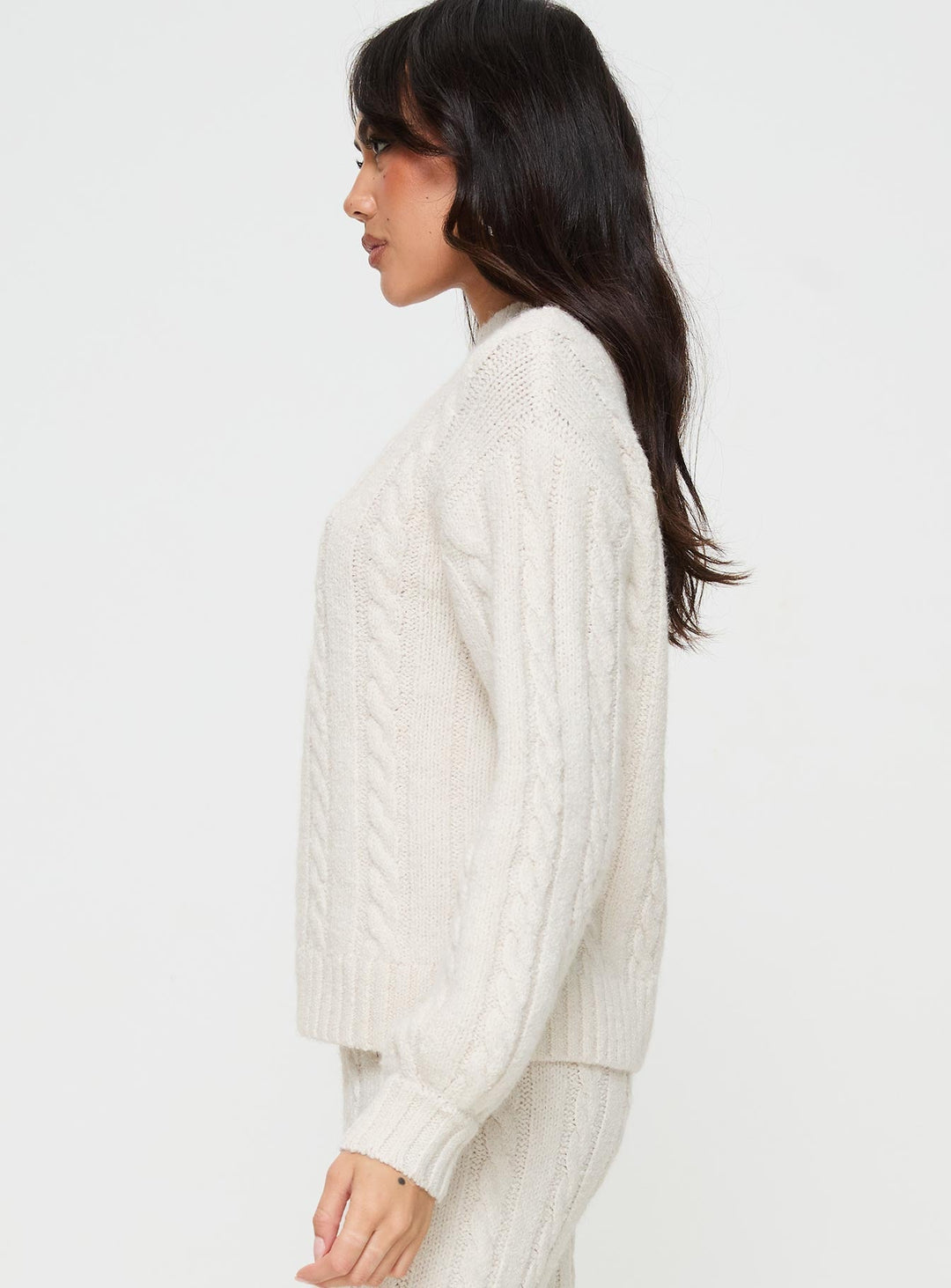 Sharif Cable Knit Sweater Beige