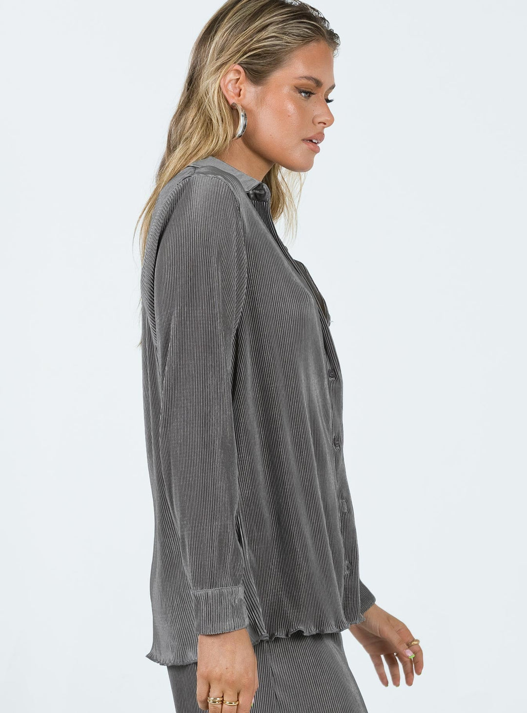 Cartmore Plisse Top Charcoal