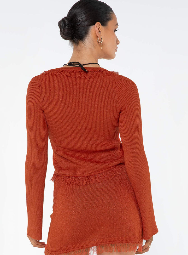 Banita Long Sleeve Knit Top Red