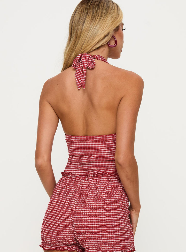 Whimsy Halter Top Red Gingham