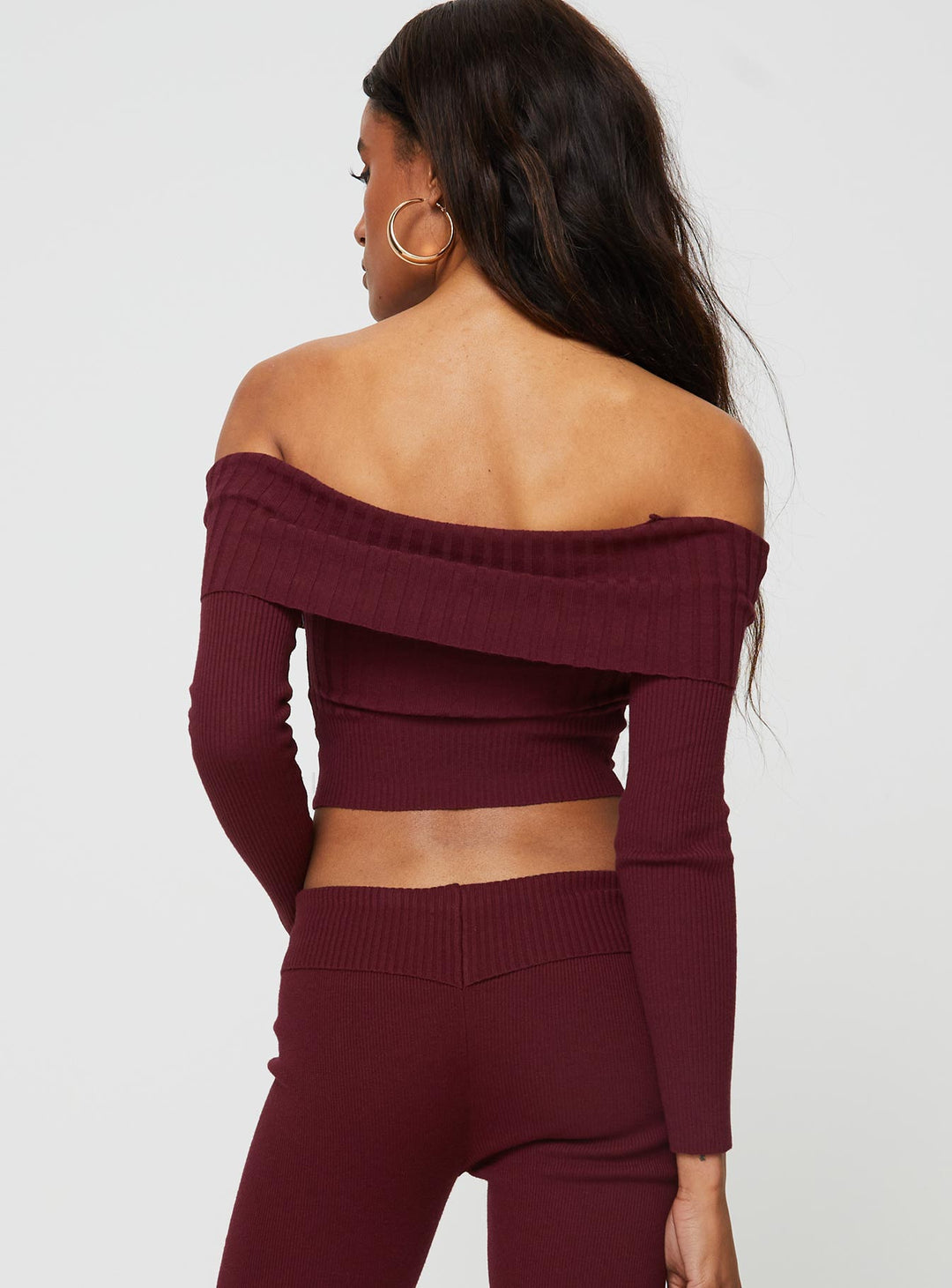 Tagula Off The Shoulder Top Burgundy