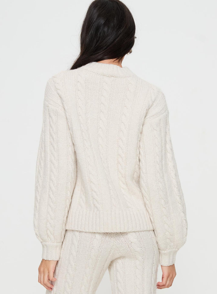 Sharif Cable Knit Sweater Beige