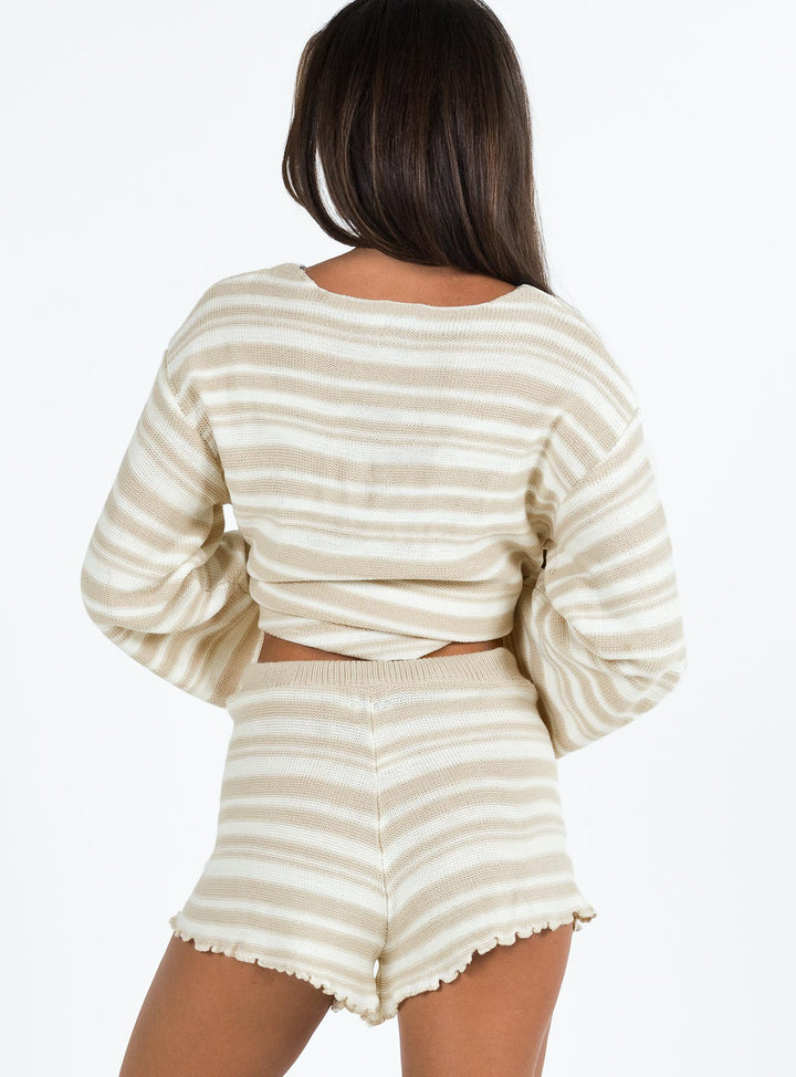Lynda Streifenset Beige / Weiß