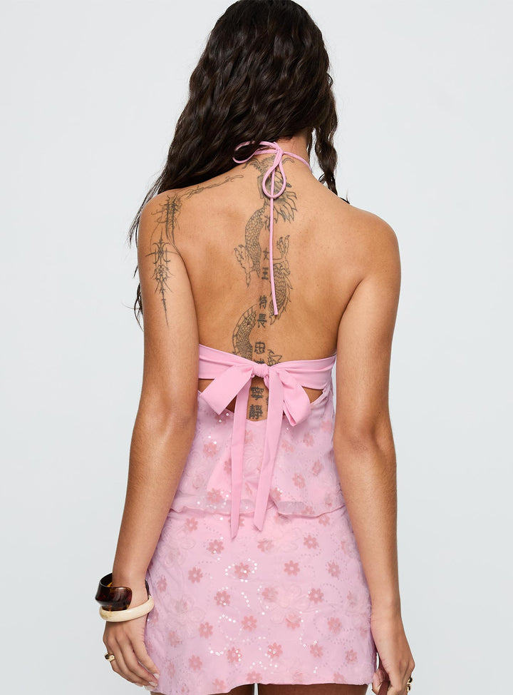 Remembering Tie Back Top Pink
