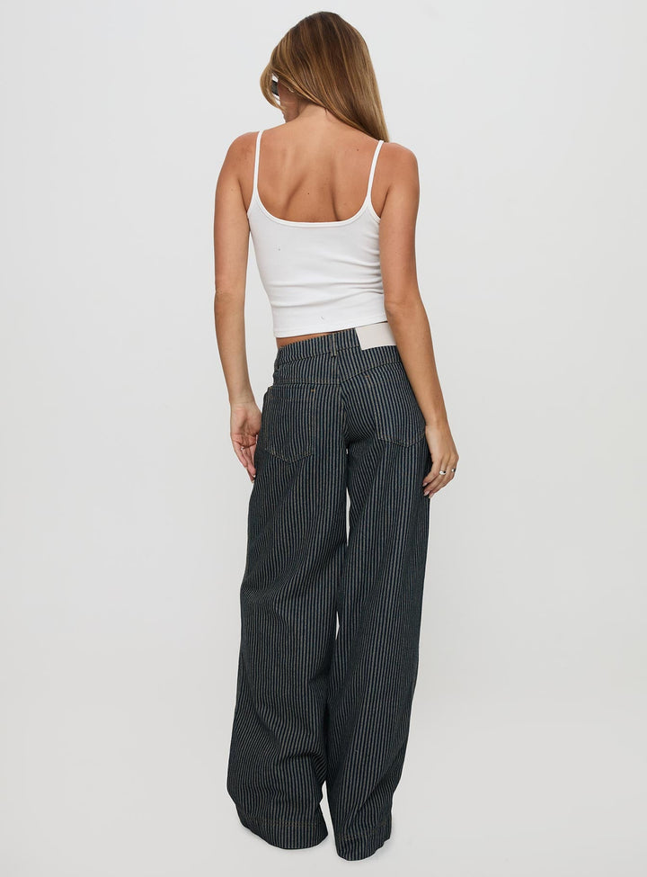 Actually Invested Low Rise Pants Denim Stripe