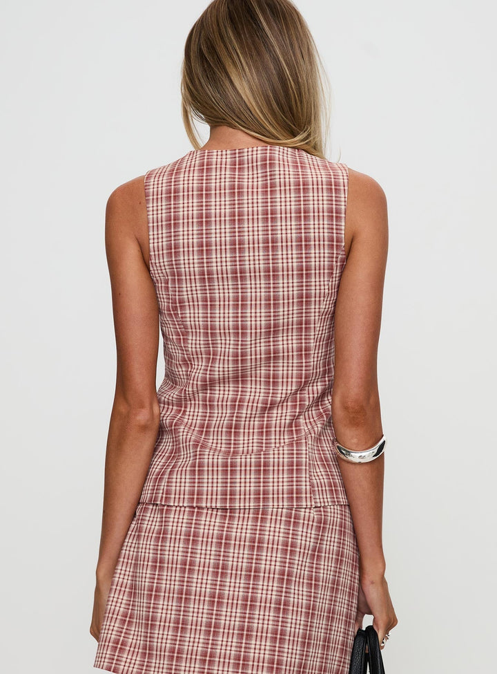 Theodosia Top Red Check