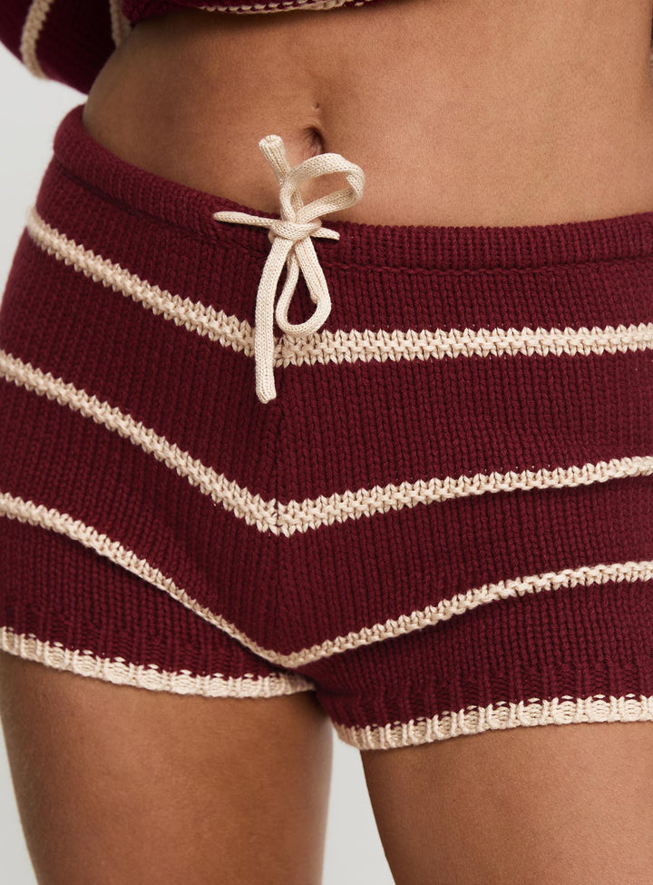 Read Your Mind Knit Short Maroon Stripe