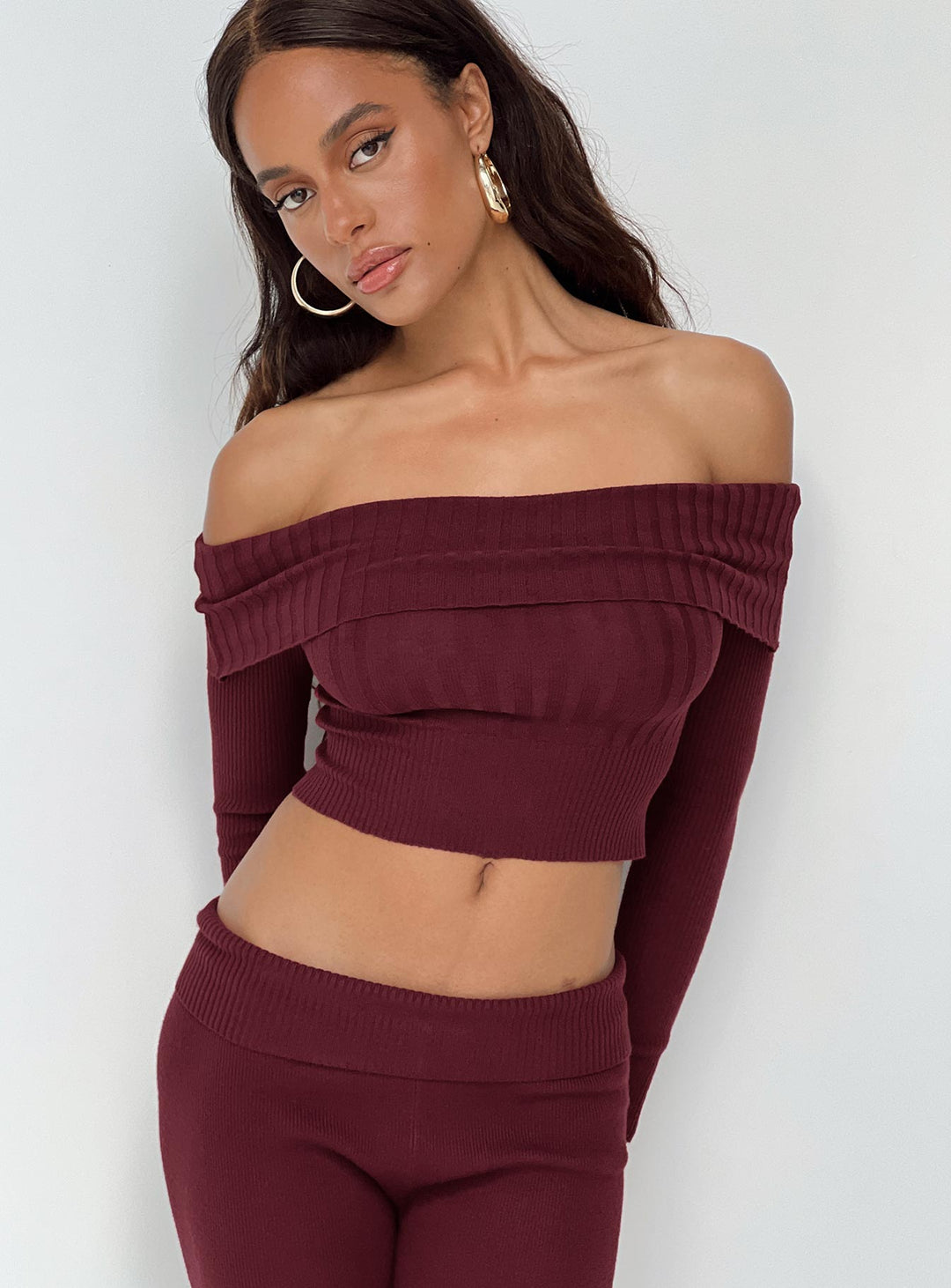 Tagula Off The Shoulder Top Burgundy