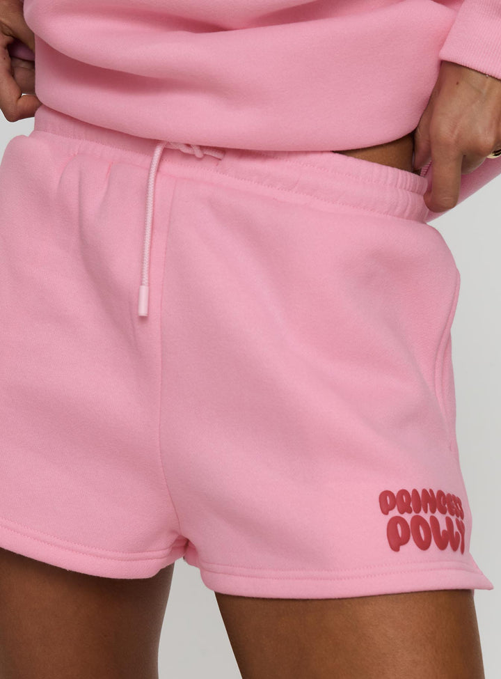 Princess Polly Sweat Short Bubble Text Pink / Red