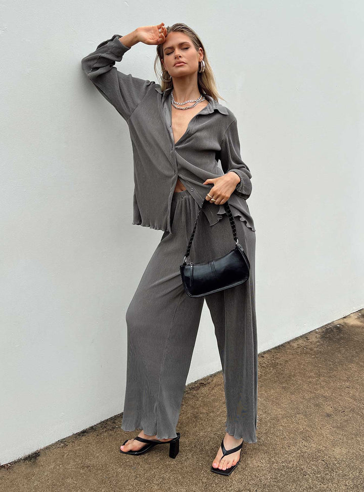 Cartmore Plisse Top Charcoal