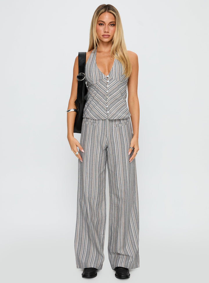 Lunelle Neckholder-Top mit mehreren Streifen