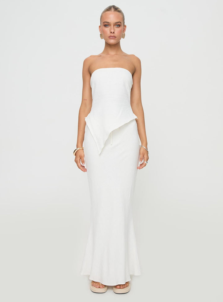 Mercer Linen Blend Maxi Skirt White