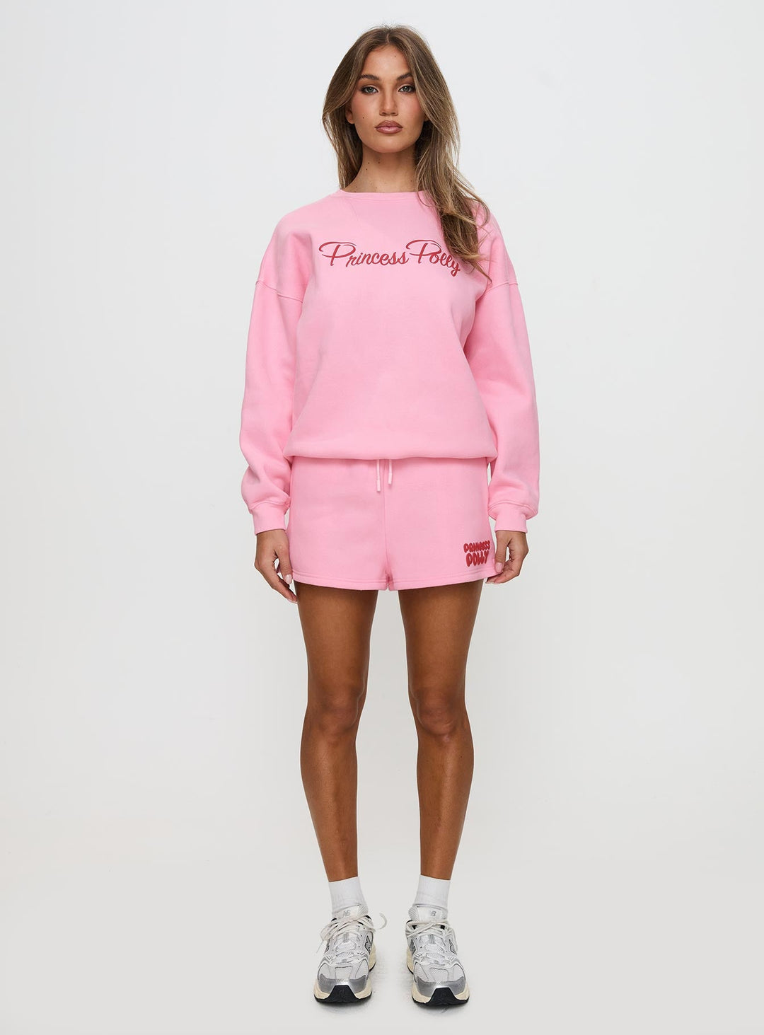 Princess Polly Sweat Short Bubble Text Pink / Red