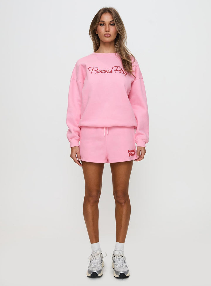 Princess Polly Sweat Short Bubble Text Pink / Red