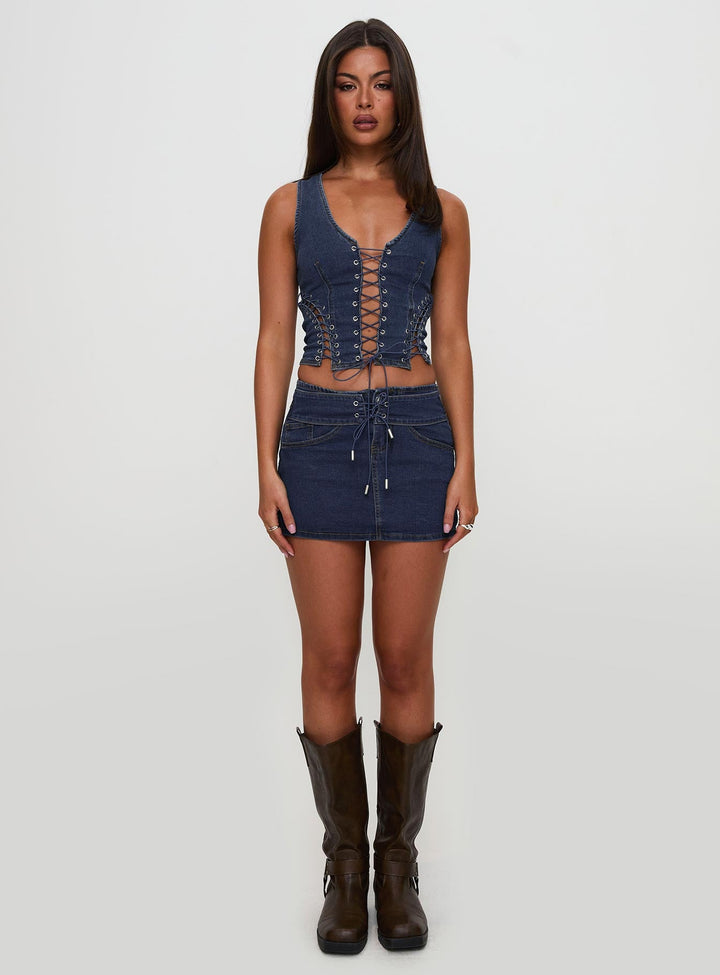 Edenette Top Mid Blue Wash