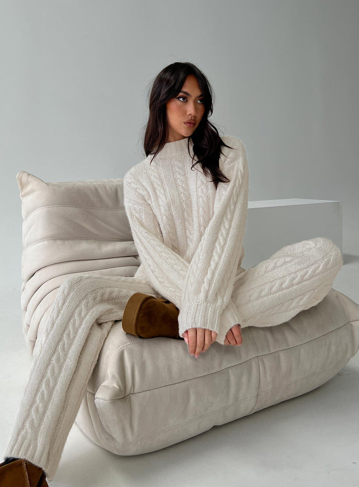 Sharif Cable Knit Sweater Beige