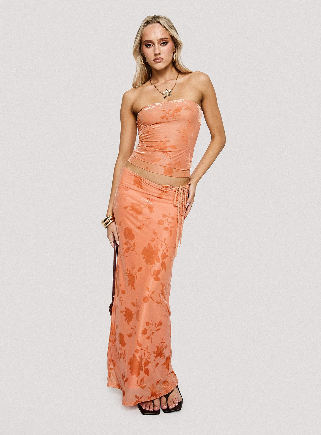 Mikah Strapless Top Orange