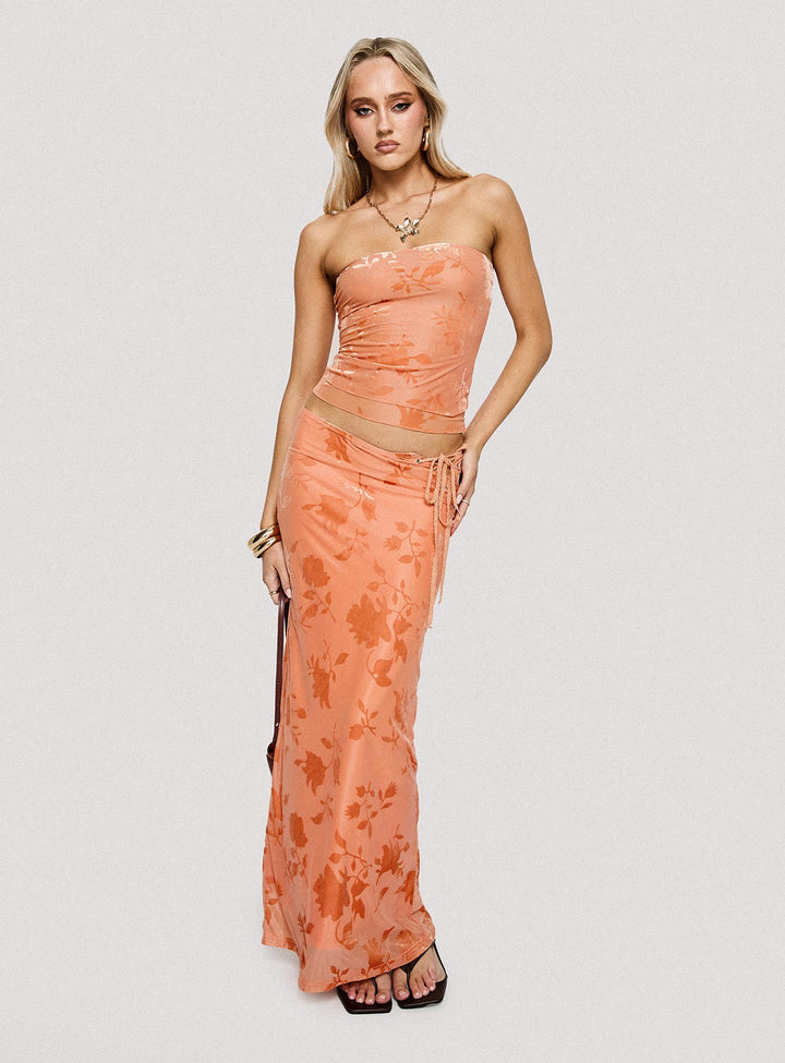 Mikah Strapless Top Orange