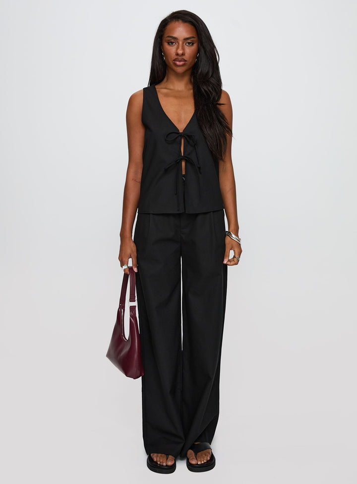 Elegance Tie Front Set Black