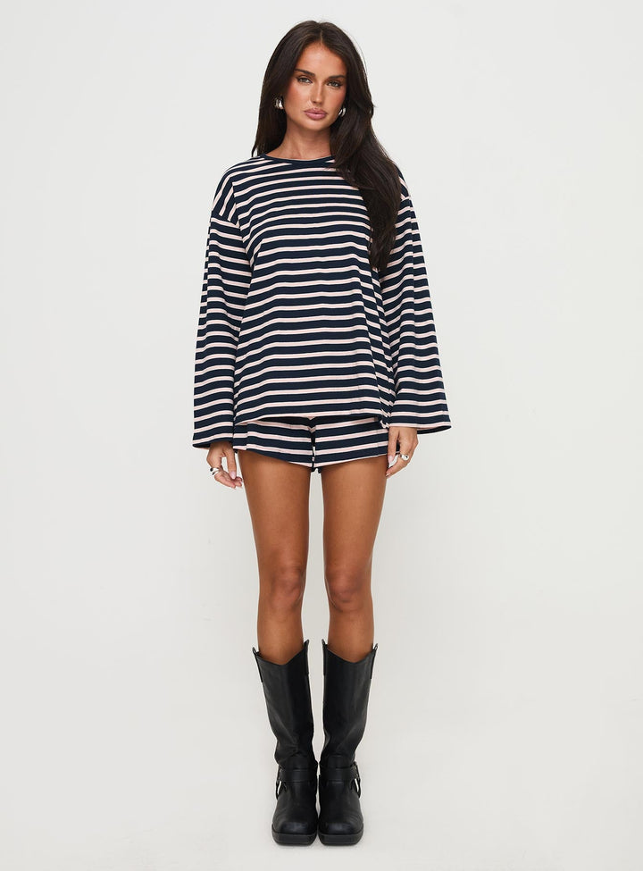 Olive Branch Set Navy / Pink Stripe