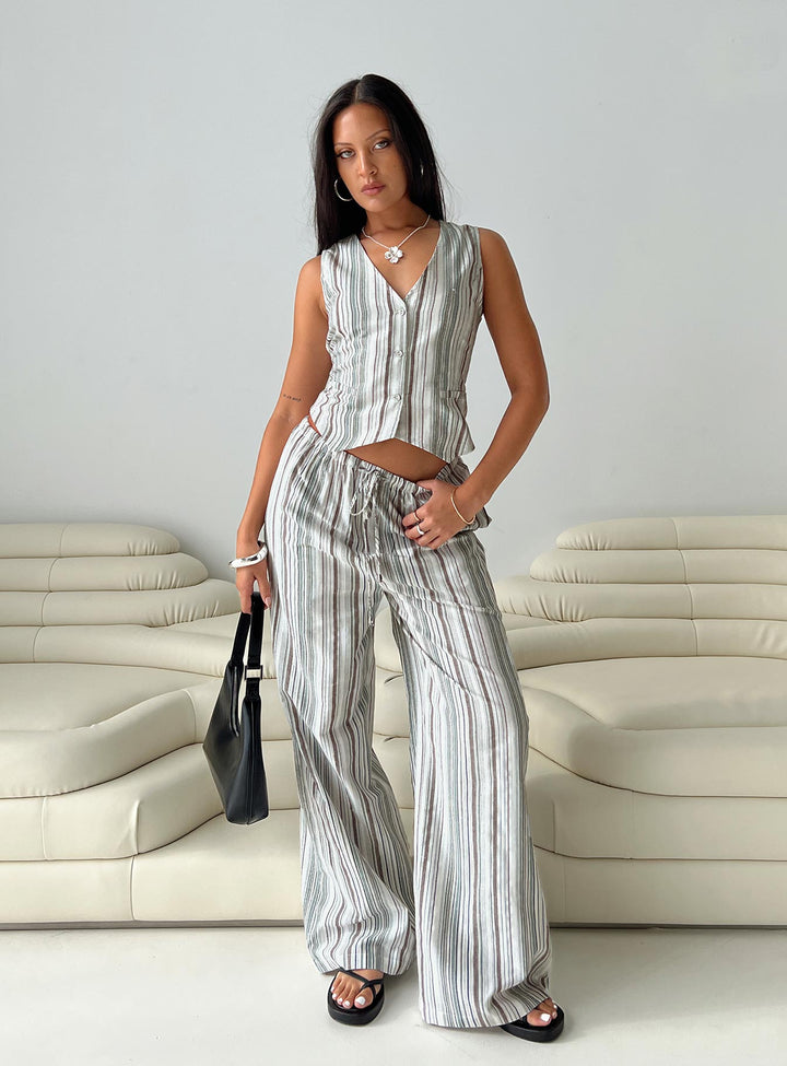 Flutters Pants White / Blue Stripe