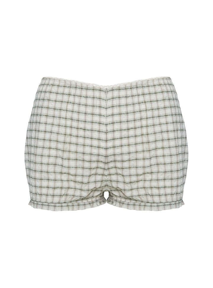 Mousie Micro Shorts Cream Plaid