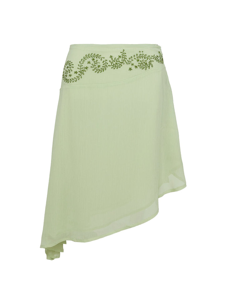 Pappilion Asymmetrical Midi Skirt Sage
